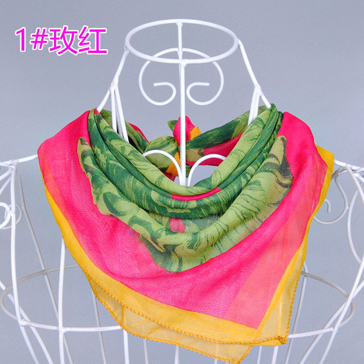 Square silk chiffon scarf
