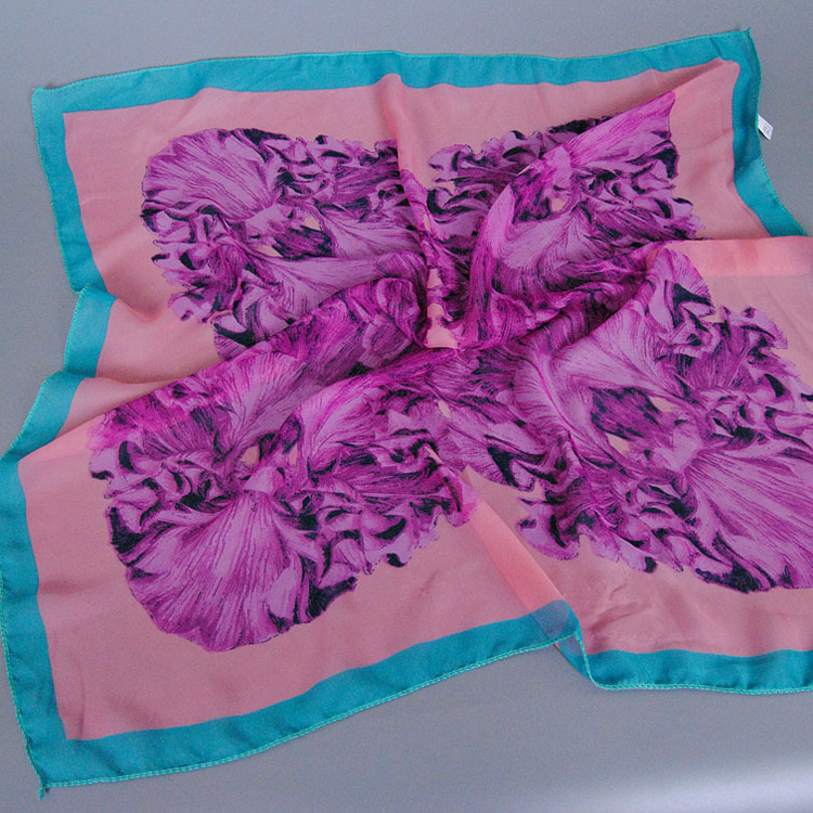 Square silk chiffon scarf