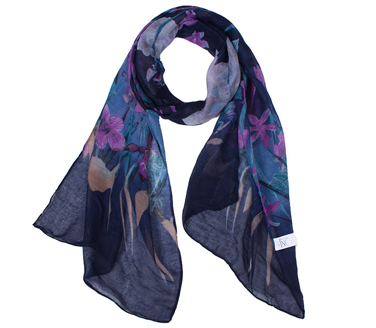 Floral silk viscose scarf