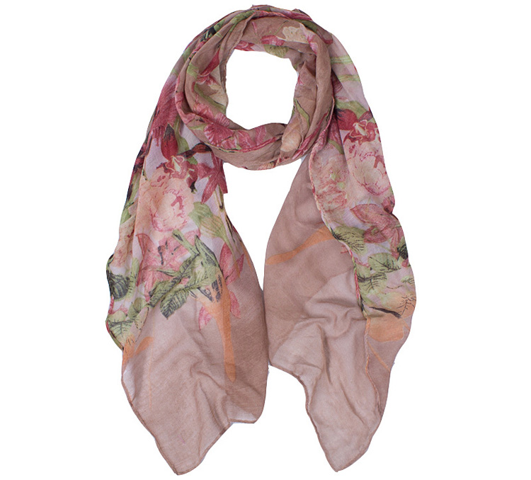 Floral silk viscose scarf