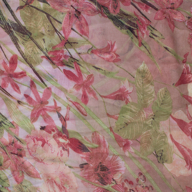 Floral silk viscose scarf