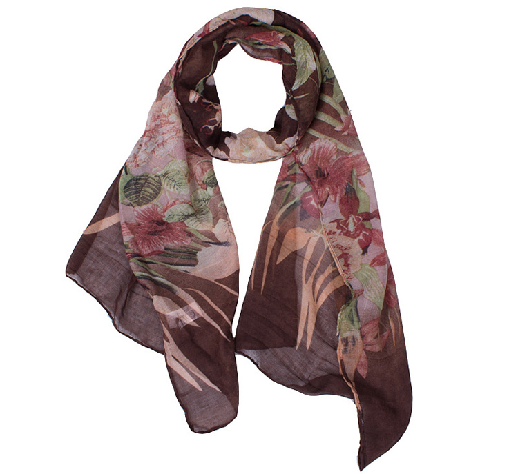 Floral silk viscose scarf