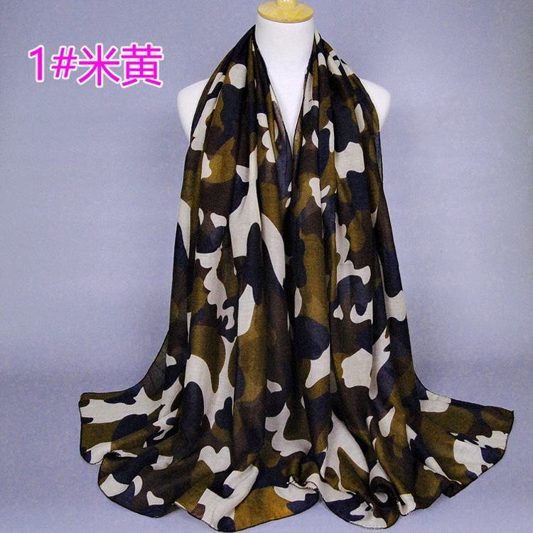 Camouflage silk scarf