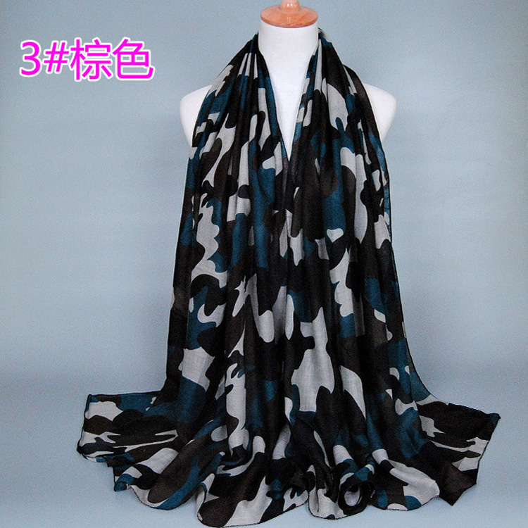 Camouflage silk scarf