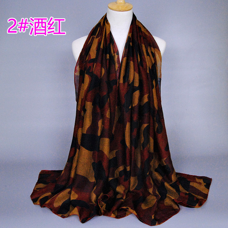 Camouflage silk scarf