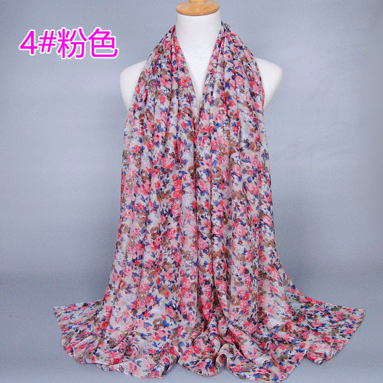 Floral silk satin scarf