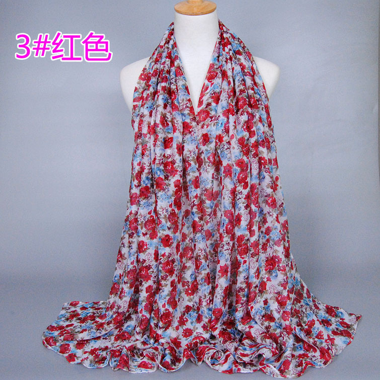 Floral silk satin scarf