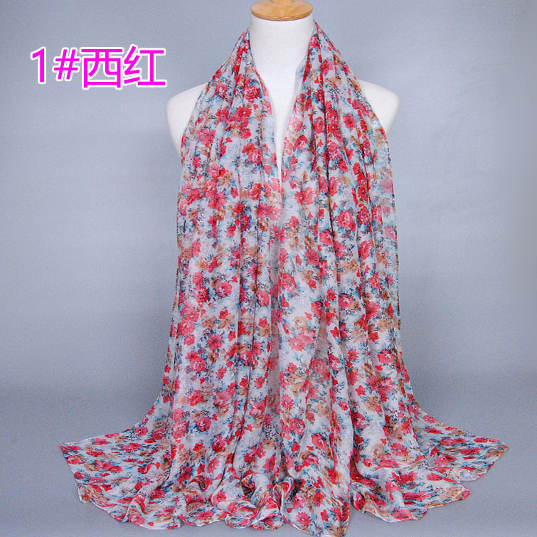 Floral silk satin scarf
