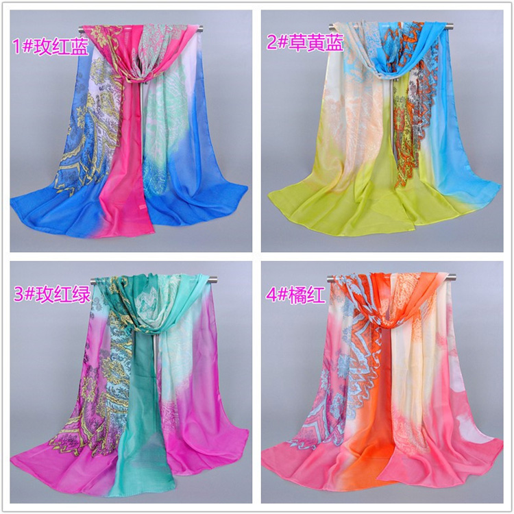 Cashew flower chiffon scarves