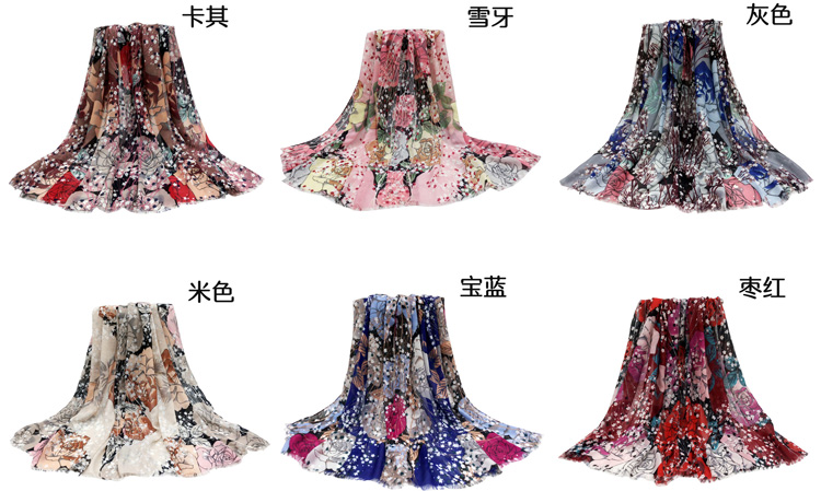 Butterfly satin silk scarf