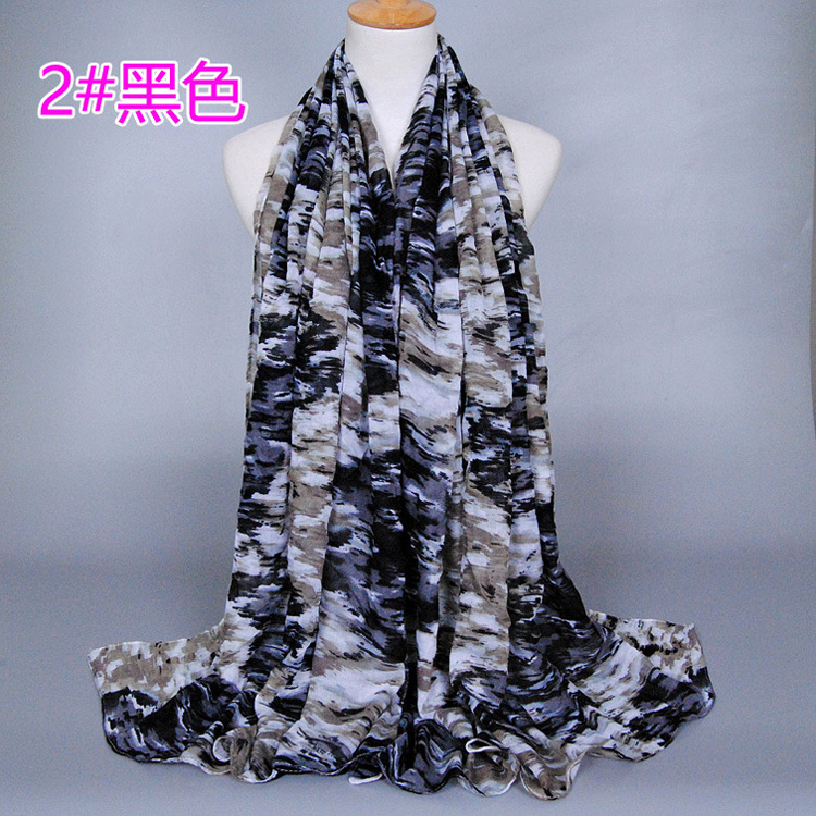 Camouflage viscose silk scarves