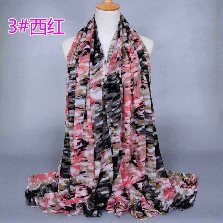 Camouflage viscose silk scarves