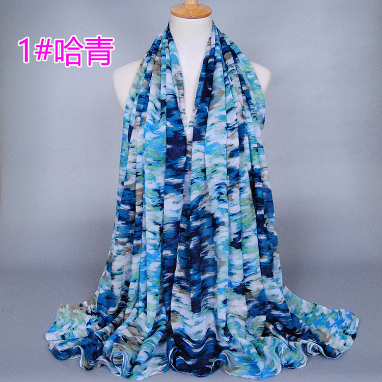 Camouflage viscose silk scarves