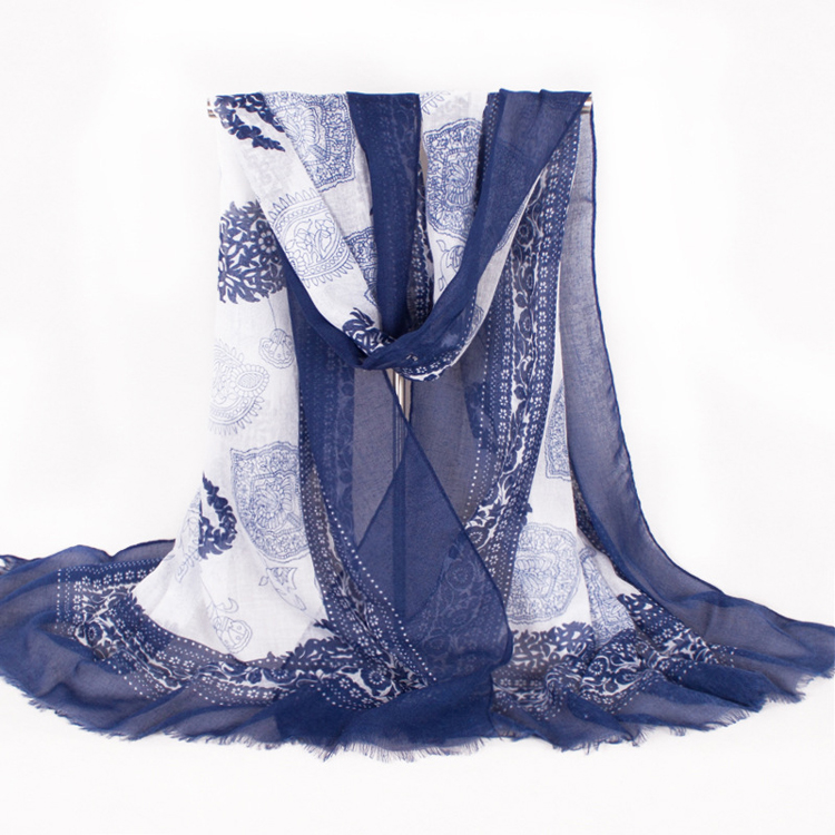 Blue and white scarves
