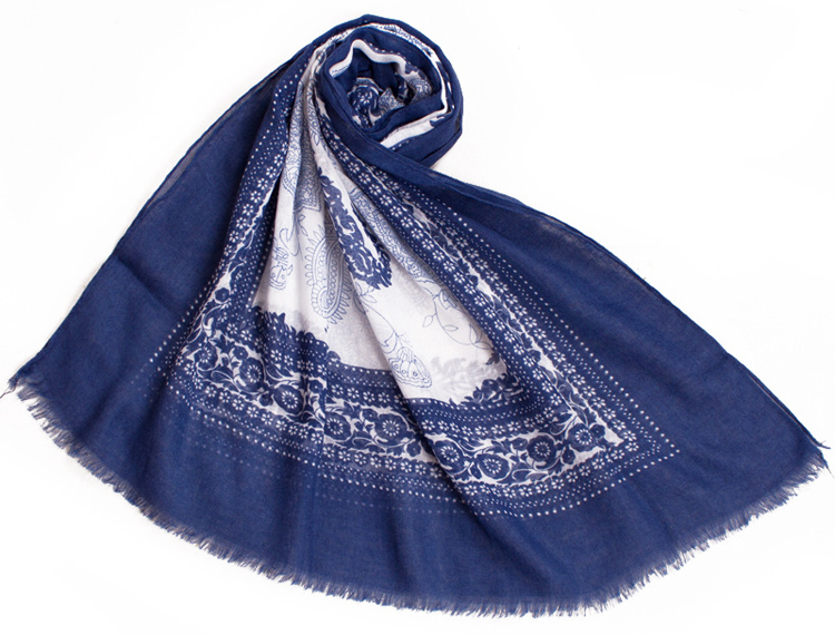 Blue and white scarves
