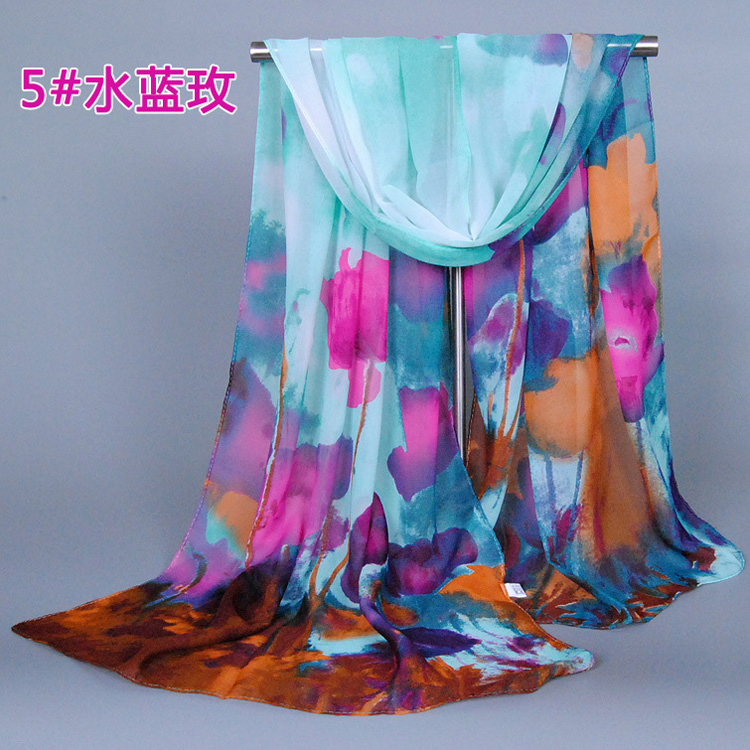 Ink print chiffon scarf