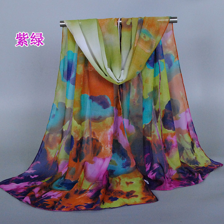 Ink print chiffon scarf