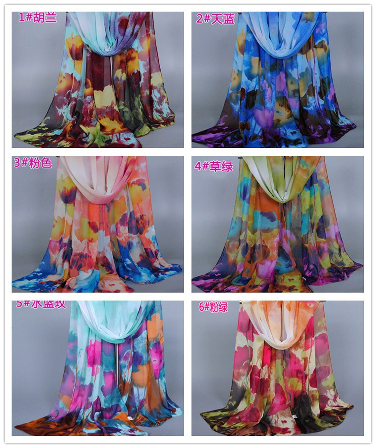 Ink print chiffon scarf