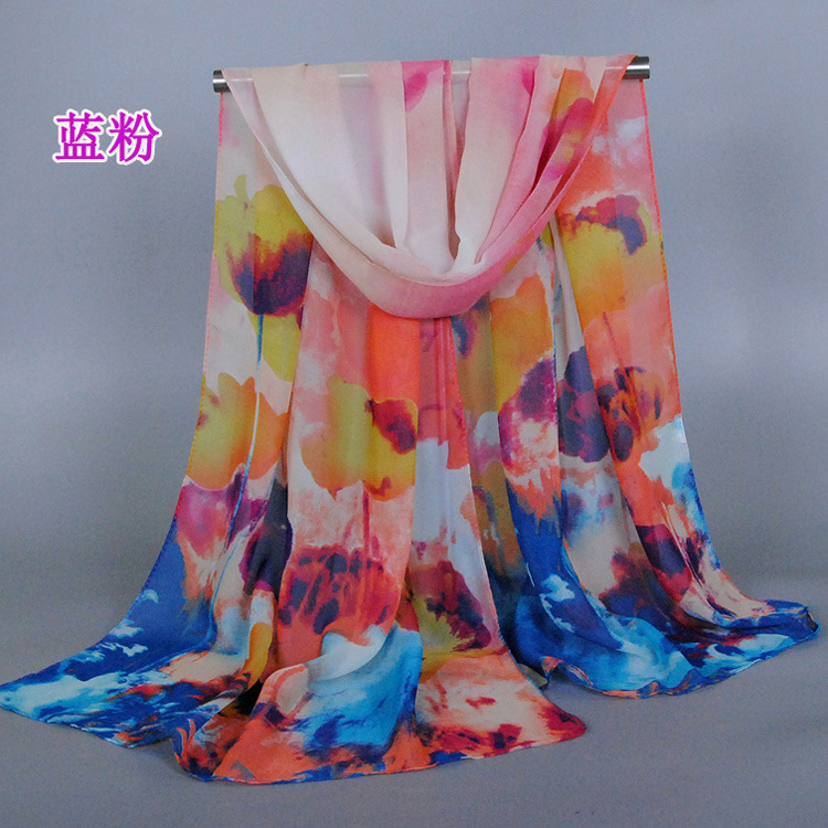 Ink print chiffon scarf