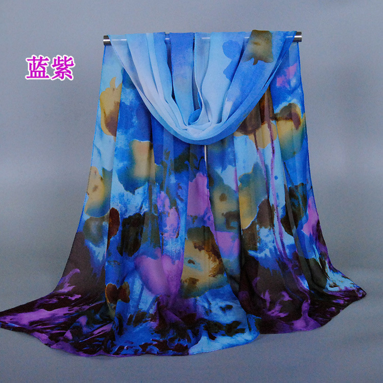 Ink print chiffon scarf