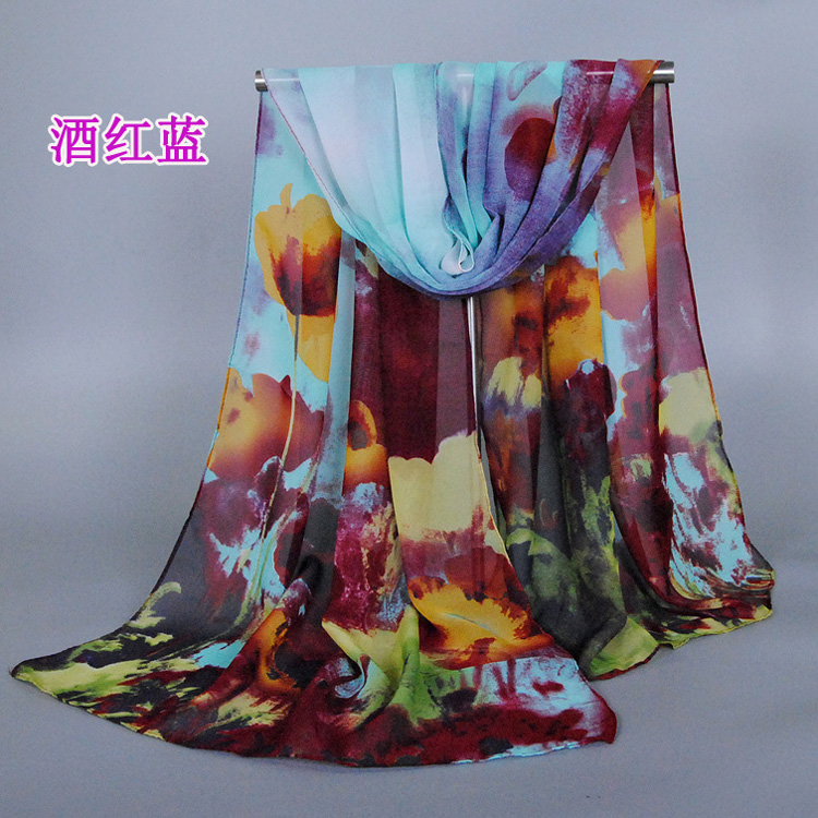 Ink print chiffon scarf