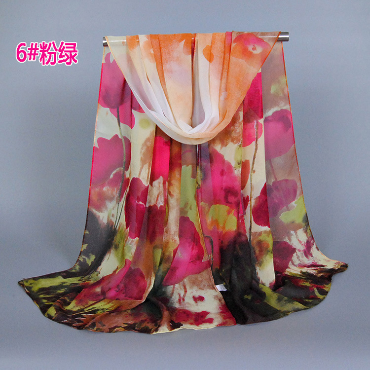 Ink print chiffon scarf