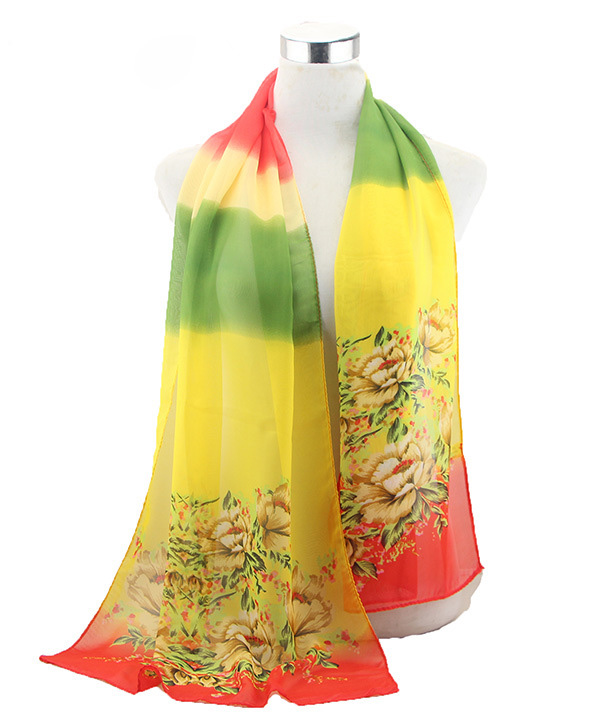 Peony silk scarf