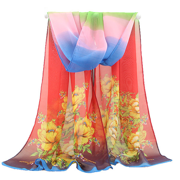 Peony silk scarf