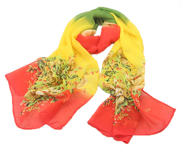 Peony silk scarf