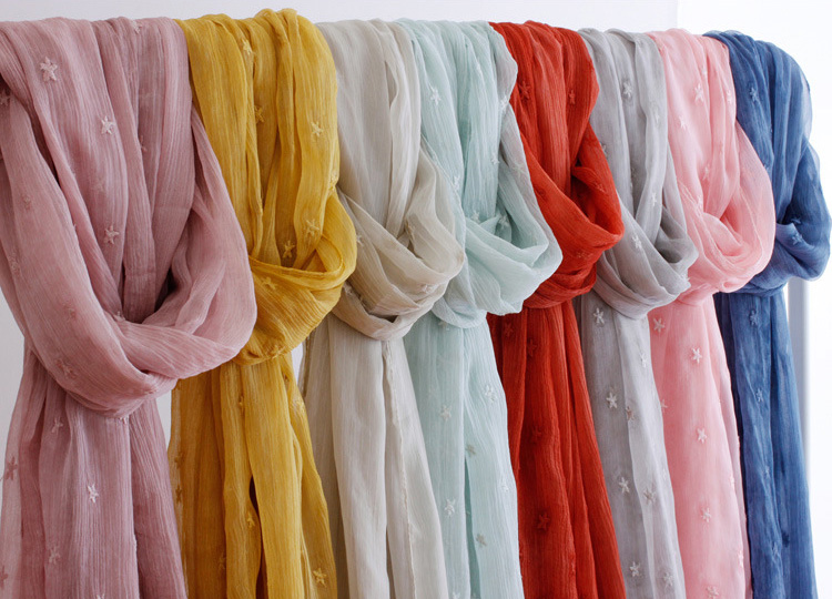 Ruffle silk scarves