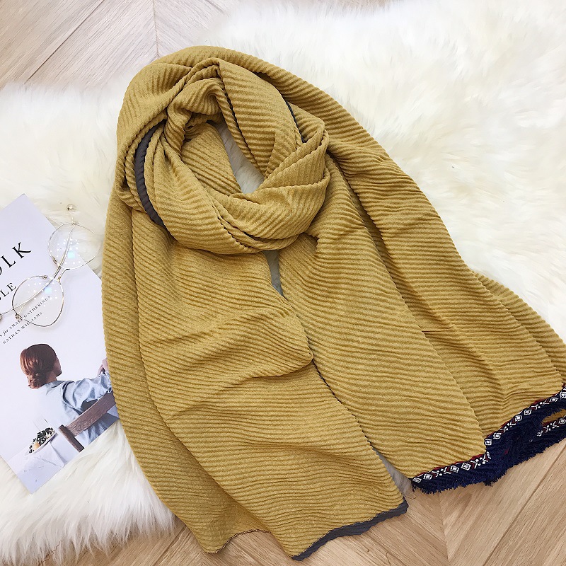 Wholesale cotton shawl pleated scarf China