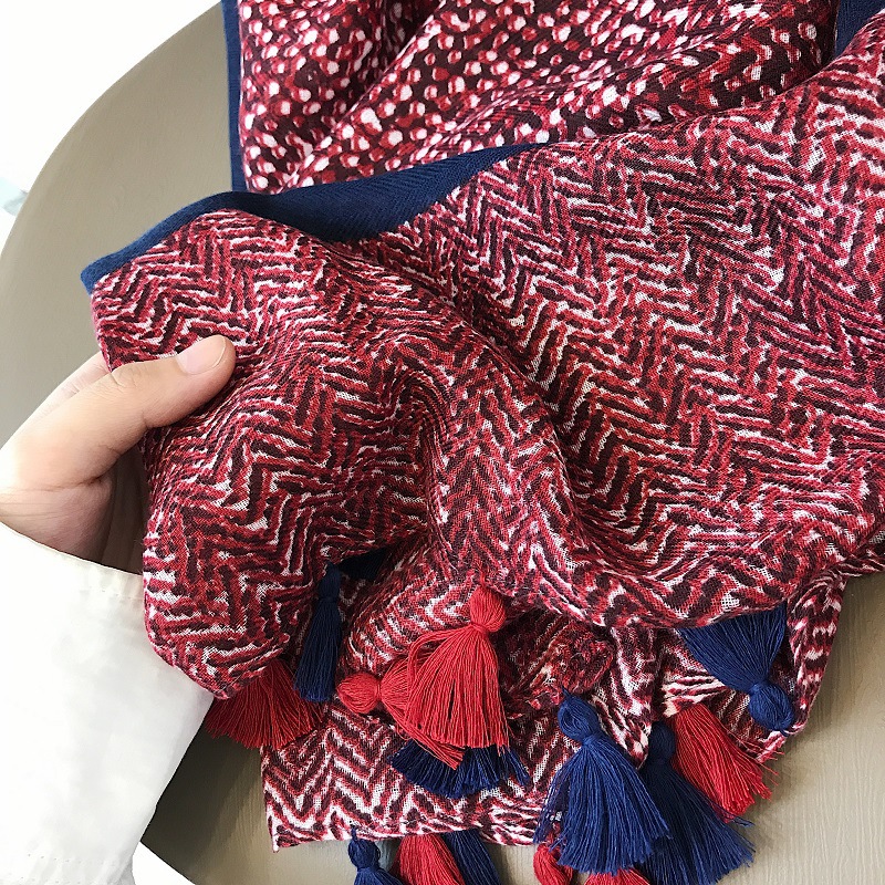 Wholesale ink tree shawl print flower cotton scarf