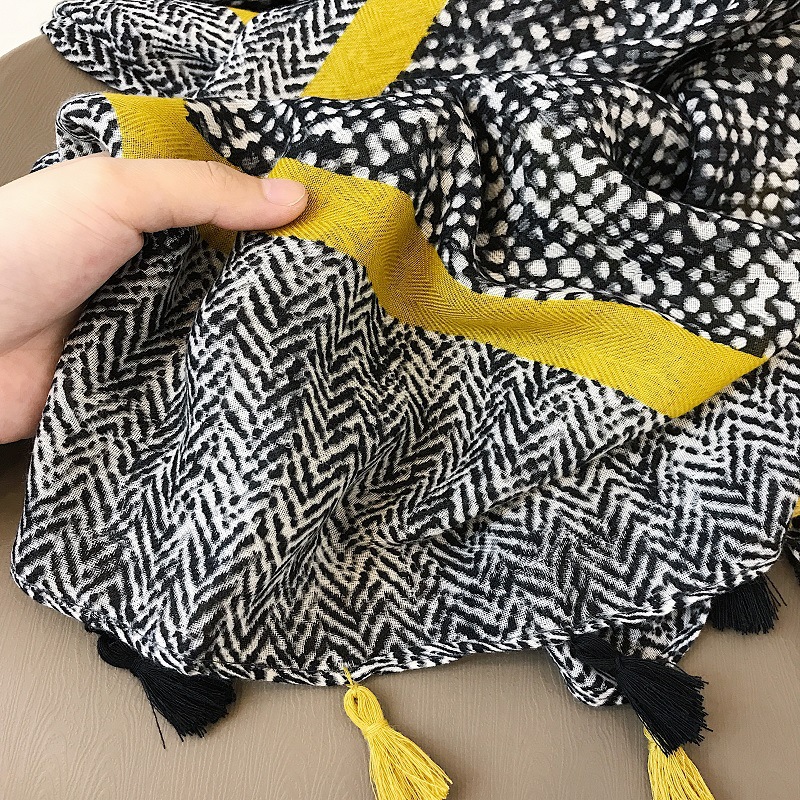 Wholesale ink tree shawl print flower cotton scarf