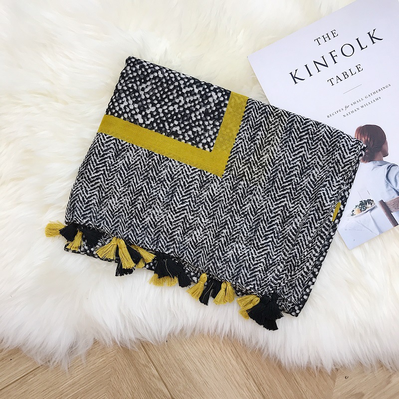 Wholesale ink tree shawl print flower cotton scarf