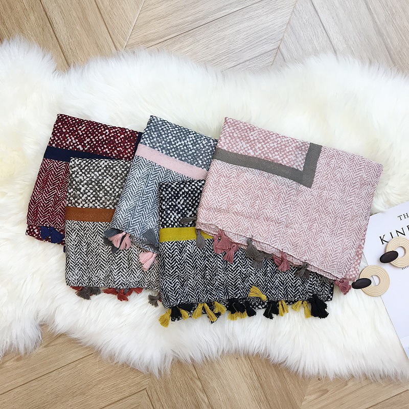 Wholesale ink tree shawl print flower cotton scarf