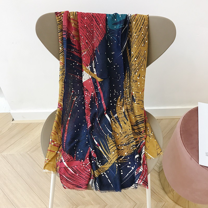 Wholesale Cotton scarf hot silver feather shawl China