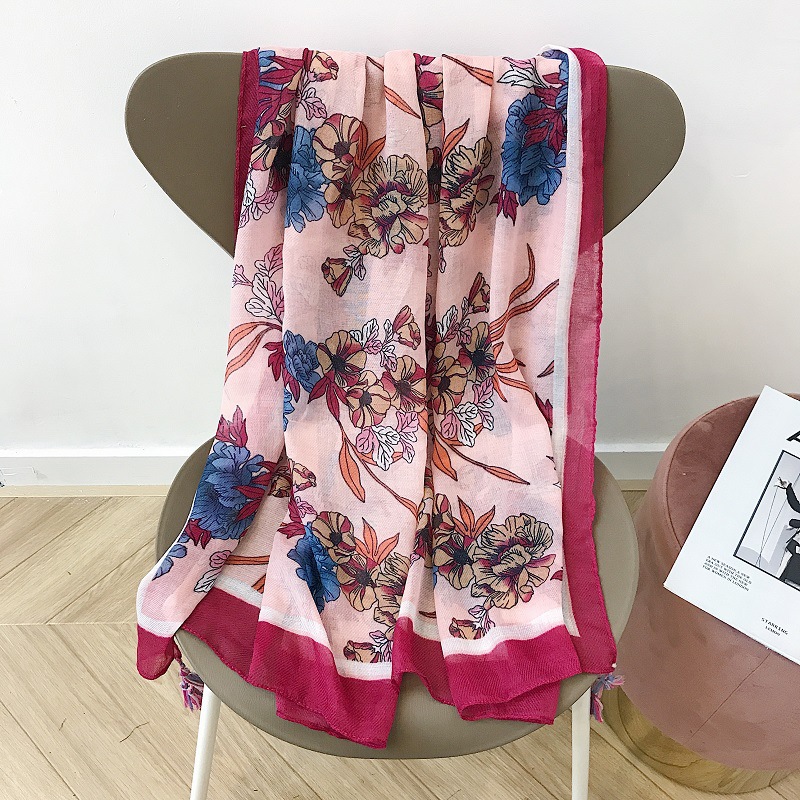 Wholesale cotton scarf flower print shawl hangzhou