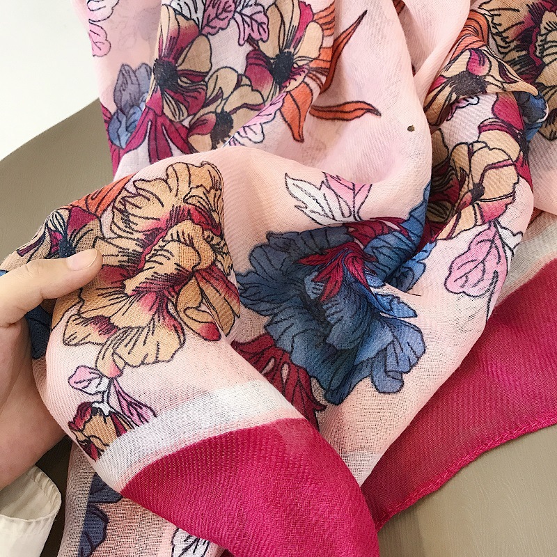 Wholesale cotton scarf flower print shawl hangzhou