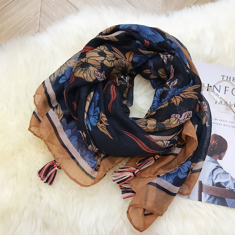Wholesale cotton scarf flower print shawl hangzhou