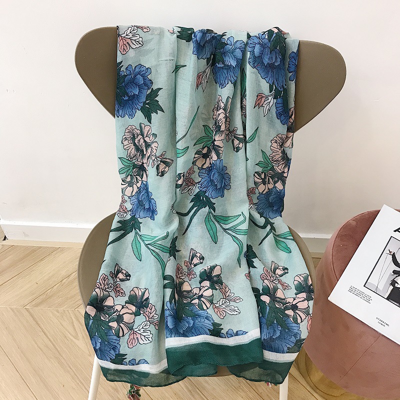 Wholesale cotton scarf flower print shawl hangzhou