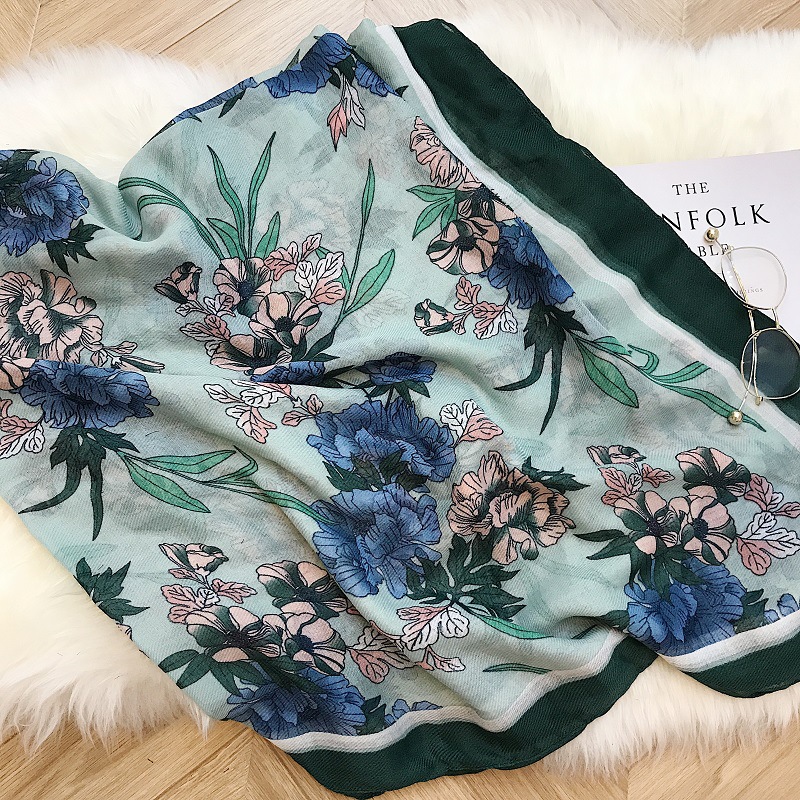 Wholesale cotton scarf flower print shawl hangzhou