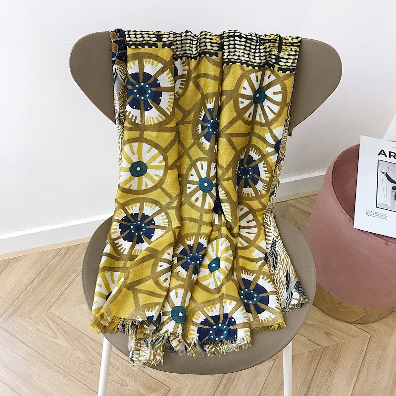 Cotton leaves hot stamp scarf woman winter shawl