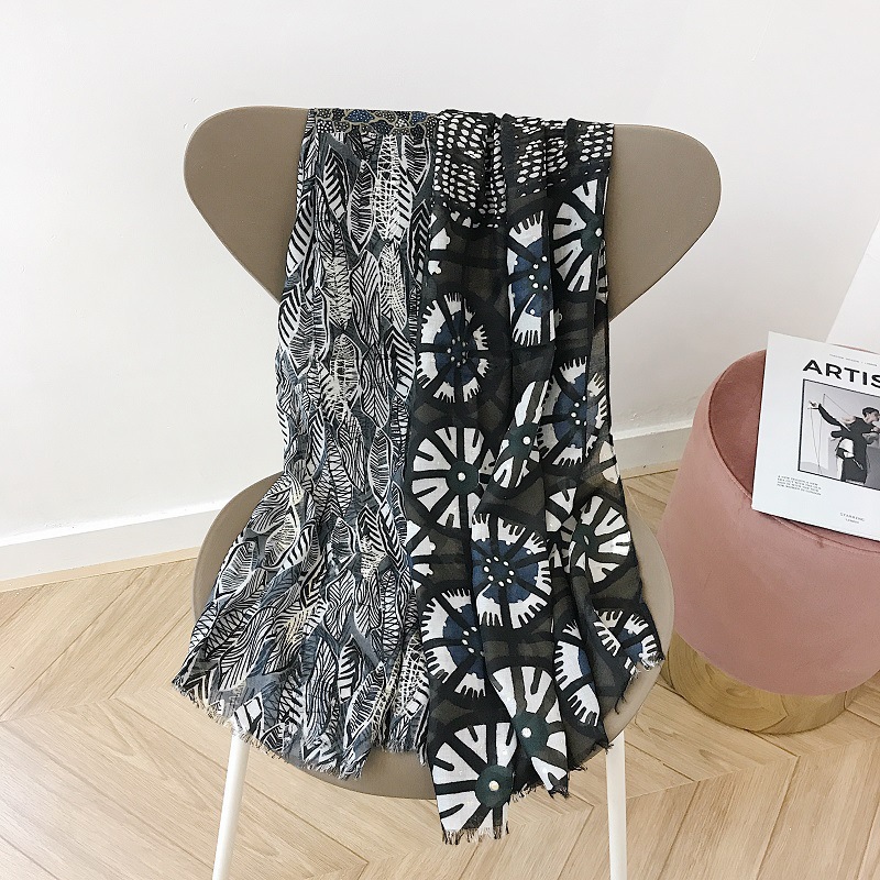 Cotton leaves hot stamp scarf woman winter shawl