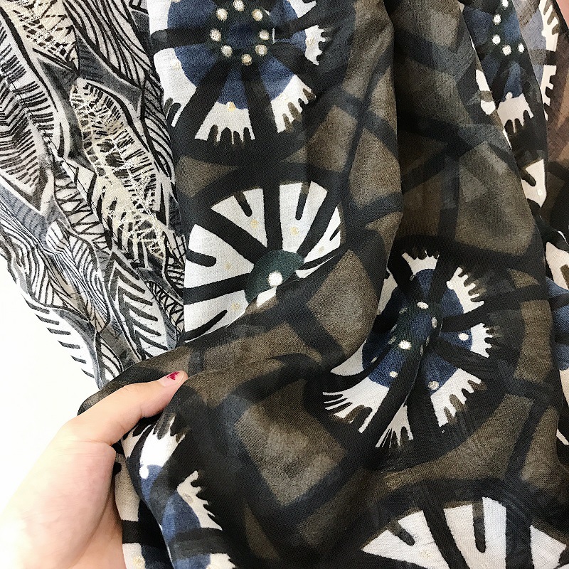 Cotton leaves hot stamp scarf woman winter shawl