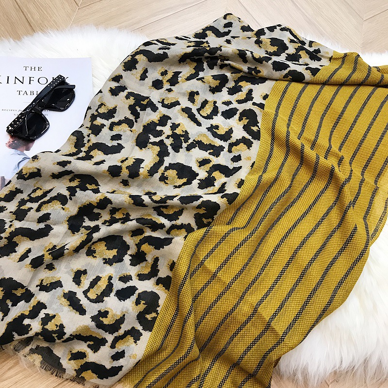 China leopard print cotton linen scarf large shawl wholesale