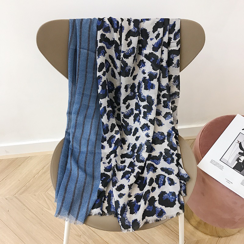 China leopard print cotton linen scarf large shawl wholesale