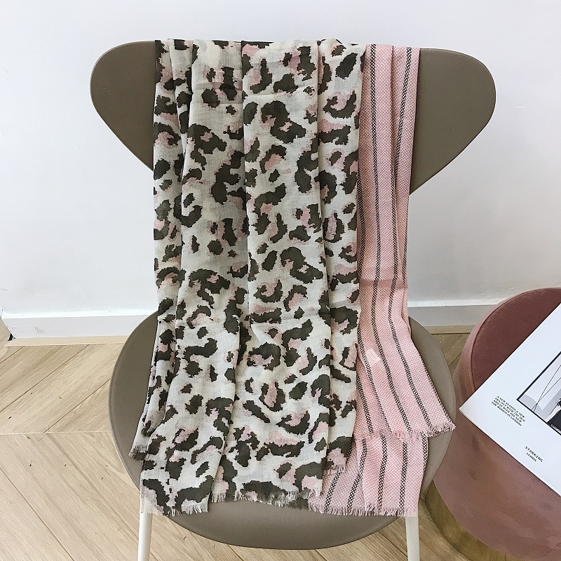 China leopard print cotton linen scarf large shawl wholesale