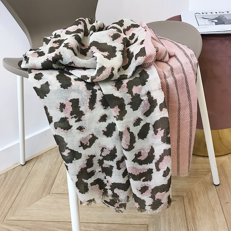 China leopard print cotton linen scarf large shawl wholesale