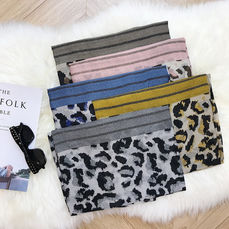 China leopard print cotton linen scarf large shawl wholesale