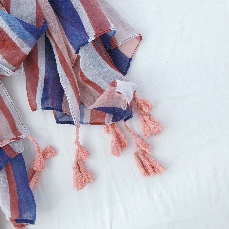China colorful striped cotton scarf